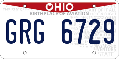 OH license plate GRG6729