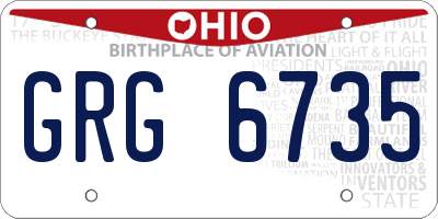 OH license plate GRG6735