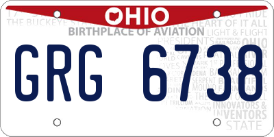 OH license plate GRG6738