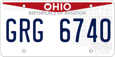 OH license plate GRG6740