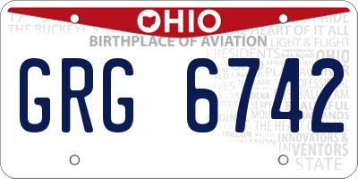 OH license plate GRG6742