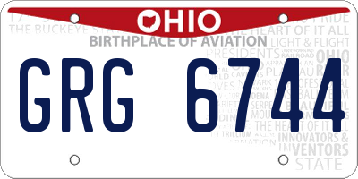 OH license plate GRG6744