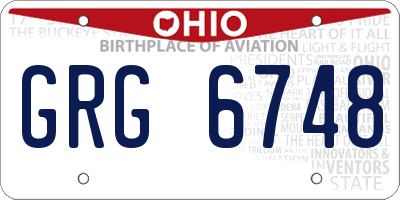 OH license plate GRG6748