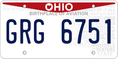 OH license plate GRG6751