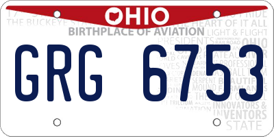 OH license plate GRG6753