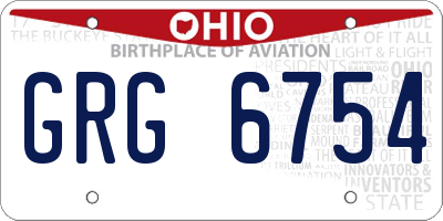 OH license plate GRG6754