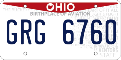 OH license plate GRG6760