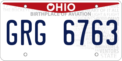 OH license plate GRG6763