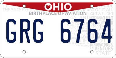 OH license plate GRG6764