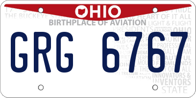 OH license plate GRG6767