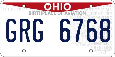 OH license plate GRG6768