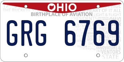 OH license plate GRG6769