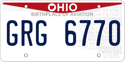 OH license plate GRG6770
