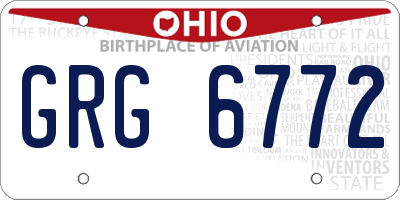OH license plate GRG6772