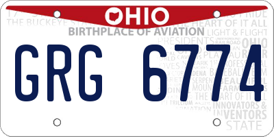 OH license plate GRG6774