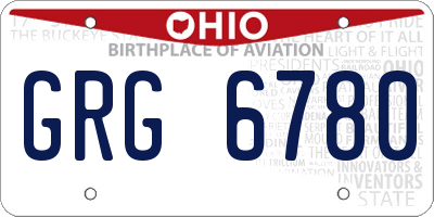 OH license plate GRG6780