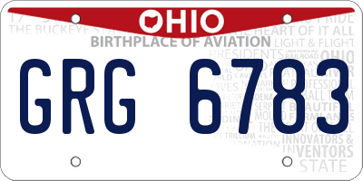 OH license plate GRG6783