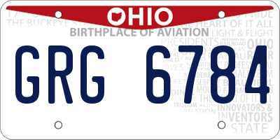 OH license plate GRG6784