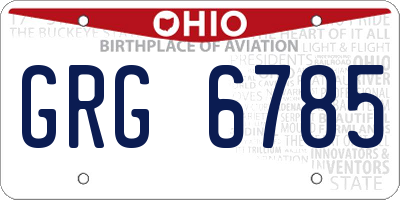 OH license plate GRG6785
