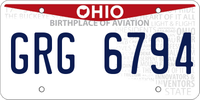 OH license plate GRG6794