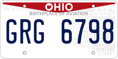 OH license plate GRG6798