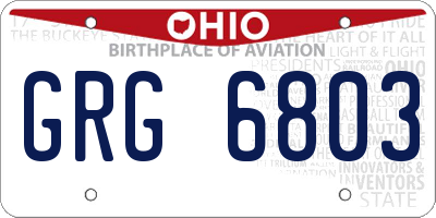 OH license plate GRG6803