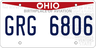 OH license plate GRG6806