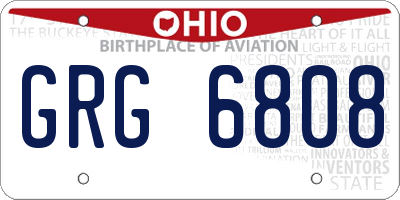 OH license plate GRG6808
