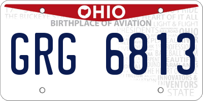 OH license plate GRG6813