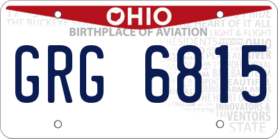 OH license plate GRG6815