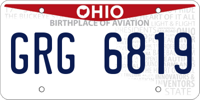 OH license plate GRG6819