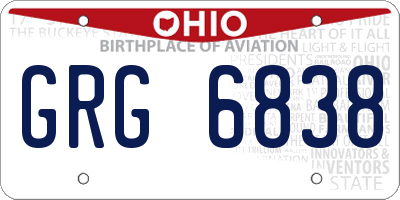 OH license plate GRG6838