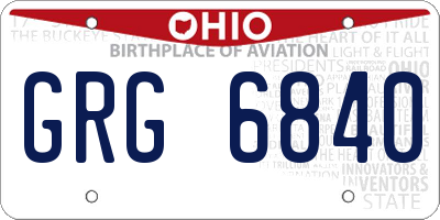 OH license plate GRG6840