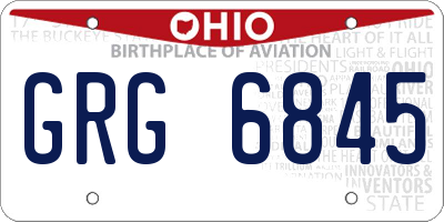 OH license plate GRG6845