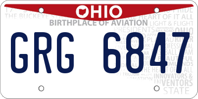 OH license plate GRG6847