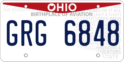 OH license plate GRG6848