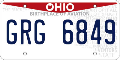 OH license plate GRG6849