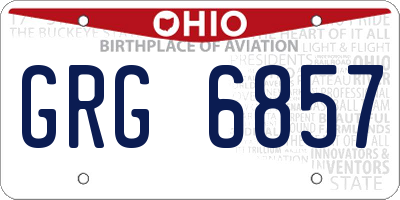 OH license plate GRG6857