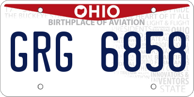OH license plate GRG6858