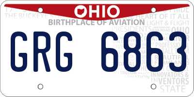 OH license plate GRG6863