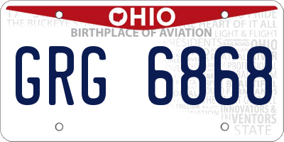 OH license plate GRG6868