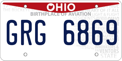 OH license plate GRG6869