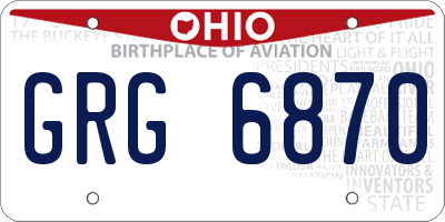 OH license plate GRG6870