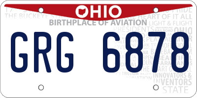 OH license plate GRG6878
