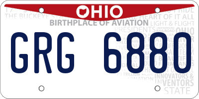 OH license plate GRG6880