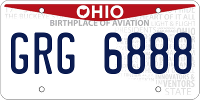 OH license plate GRG6888