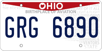 OH license plate GRG6890