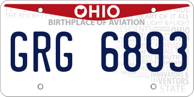 OH license plate GRG6893