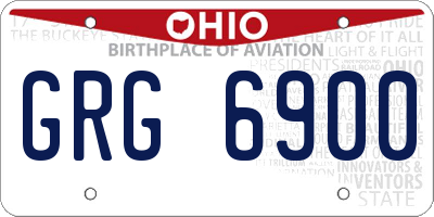 OH license plate GRG6900