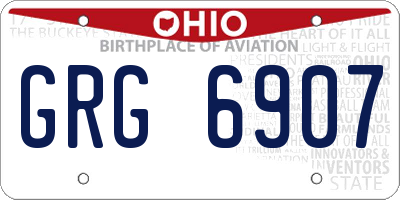 OH license plate GRG6907
